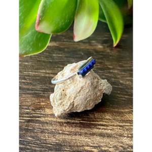 Sterling <b>Silver</b> Bar <b>Ring</b> Size 6.5 with Ruby and Zircon Gold Plated Fine Jewelry <b>for</b> <b>Men</b> - Product Image 3