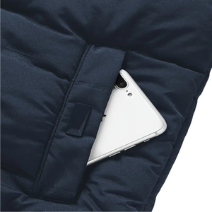 Vestes sans manches pour hommes personnalisées, couleur marine foncé, tissu 100% polyester, col montant, fermeture éclair, doudoune pour l'hiver - Product Image 4