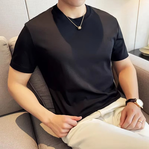 Camiseta de manga corta para hombre, camiseta fina de verano de seda helada de algodón puro, Camiseta de cuello redondo, deportes, Fitness, correr, ropa informal para hombre - Product Image 6