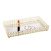 Nampan Kerajinan Logam Modern Aluminium Kristal Dekoratif dengan Finishing Emas yang Dapat Disesuaikan untuk Organizer Perhiasan Kosmetik Makeup.