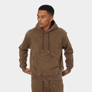 Sweat-shirt d'hiver zippé pour homme, personnalisé en usine, vintage, 100% coton molletonné français, délavé à l'acide, effet vieilli, écologique - Product Image 1