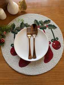 Posavasos con cuentas de vidrio hechos a mano, posavasos portátiles clásicos con respaldo de poliéster (4x4 pulgadas) para regalos religiosos y de Iglesia - Product Image 2