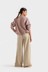 Nouveau Sweat-shirt Femme Respirant à Manches Longues, Couleur Unie Mauve Mat, Style Minimaliste, Col Montant, Design Tendance - Product Image 2