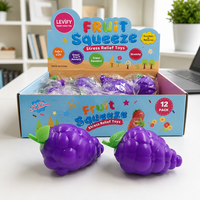 Jouet Squishy Raisin Violet, Anti-stress à Remontée Lente, Balle Souple à Presser, Jouet Fidget Texturé pour Enfants et Adultes