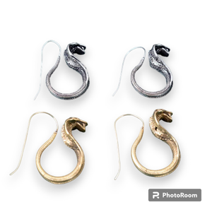 Pendientes de aro de serpiente latón dorado plateado serpiente en espiral Ouroboros declaración colgante joyería para mujer estilo Gótico al por mayor - Product Image 2