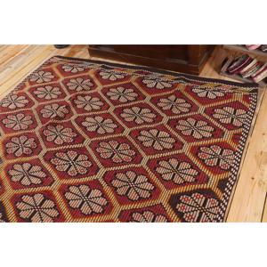 5.8x9.8 ft Turkish Vintage Rug, Large Rug, <b>Brown</b> Red Abstract <b>Wool</b> Rug - Product Image 5