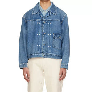 เสื้อแจ็กเก็ตยีนส์ผ้ายีนส์คาวบอยแขนยาวสำหรับผู้ชายเสื้อแจ็กเก็ตแนวสตรีทผ้าย้อมสีล้วนมีปกตั้งและกระเป๋าด้านหน้า - Product Image 6