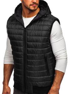 OEM <b>Men's</b> Casual <b>Lightweight</b> Quilted <b>Gilet</b> Coat Sleeveless Hooded Puffer Vest Zip Pockets Quick-Dry Anti-UV Breathable Winter - Product Image 3