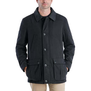 Cappotto da Uomo London Fog con Zip e Decorazione a Bottoni, Colore Nero - Product Image 1