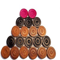 Jeu de Carrom en Bois de Qualité Supérieure, Ensemble de 24 Pièces (11 Blanches, 11 Noires, 2 Rouges), Boîte Cadeau, Durable et Écologique