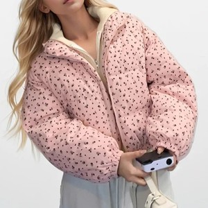 Chaqueta de invierno estampada con estilo de tendencia, chaqueta acolchada con cremallera de alta calidad, chaqueta acolchada con cuello levantado personalizada para mujer - Product Image 4