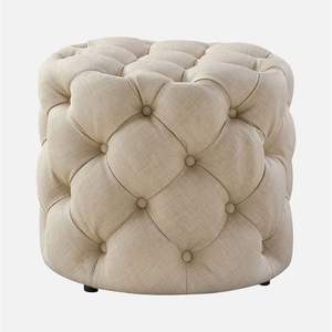 Poufs modernes en velours beige pour chambre à coucher ou salon - Product Image 4