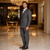 Costume homme gris anthracite, double boutonnage, six boutons, revers pointus, poches à rabat, costumes classiques pour homme, bureau, sur mesure MTM