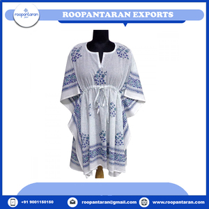 คาฟตันชายหาดผ้าฝ้าย100% พิมพ์ลายด้วยมือดีไซน์ล่าสุด - Product Image 2