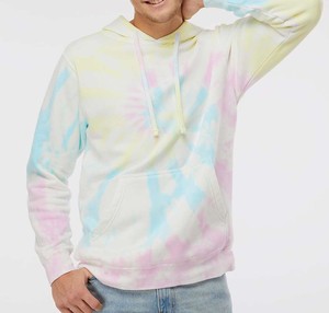 Sweat-shirt à capuche unisexe tie-dye coupe classique en molleton bouclette décontracté pour le printemps avec poche – Vente en gros sous marque privée - Product Image 4