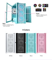 [KINGSMAN] White MicroATX Mid-Tower PC Case with 4 ARGB Fans Tempered Glass 3-Port USB Front 300mm GPU Support Stock for Gaming