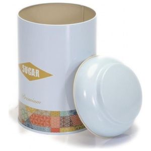 Lata de metal redonda de 1,2 L con tapa de cúpula Diseño de fondo azul de retazos de 105x150mm - Product Image 1