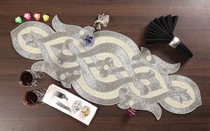 Christmas Decorative and Leaves Design Beaded <b>Runner</b> Placemat <b>Dining</b> <b>Table</b> Fancy Mat Handmade Decorative <b>Runners</b> for Wedding - Product Image 6