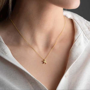 สร้อยคอจี้รูปปลาดาวชุบทองสำหรับผู้หญิง-เงินแท้ประทับตรา - Product Image 2