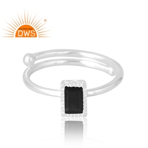 แหวนพลอยกระดูกสันหลังสีดำธรรมชาติทำจากเงิน925เหมาะสำหรับเป็นของขวัญสำหรับผู้หญิง - Product Image 3