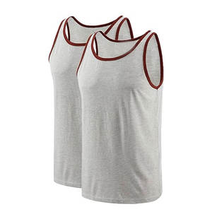 Camiseta sin mangas gris con logotipo gráfico personalizado Camiseta sin mangas de mezcla de algodón pequeña para hombre - Product Image 1