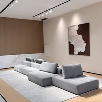 Canapé modulaire en tissu gris moderne, écologique, rembourré en éponge, avec dossiers mobiles, pour appartement et hôtel