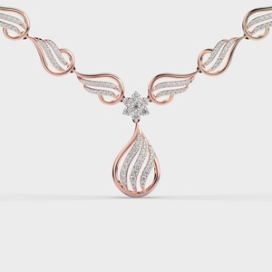 Collar con Colgante de Diamante Redondo Cultivado en Laboratorio, Certificado por IGI, para Mujer, Oro Amarillo/Blanco/Rosa de 14K, Diseño Floral - Product Image 6