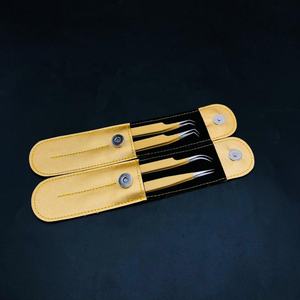 Vente en gros 45 Degrés Isolation J Courbe Jaune Extension de Cils Pincettes Solide En Acier Inoxydable Diamant Grip Pointu Durable - Product Image 5