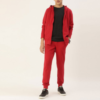 Chándal Deportivo para Hombre, Color Rojo, Casual, Sólido, Ecológico, Talla Grande, Estampado, Corte Regular, con Capucha, para Invierno, Cómodo y Elegante, 100% Algodón