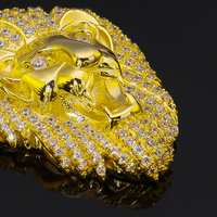 Liontin berlapis emas Moissanite perak singa jimat padat yang dipersonalisasi sepenuhnya Harga Terbaik Desain satu per satu untuk suasana diri