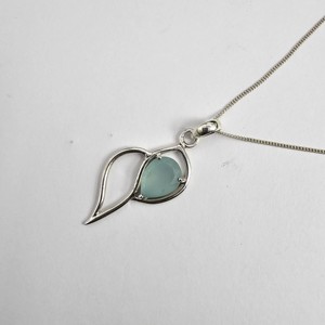 Calcedonia colgante 925 plata esterlina colgante collar Calcedonia piedras preciosas colgante joyería - Product Image 2