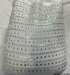 Sequqce Mirror Work Tissus fantaisie brodés Sherwani Georgette Style uni pour filles - Product Image 2