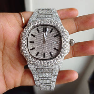 Reloj de diamantes VVS Moissanite de fabricación india, cristal de acero inoxidable, reloj de diamantes ecológico ligero de nueva moda - Product Image 1