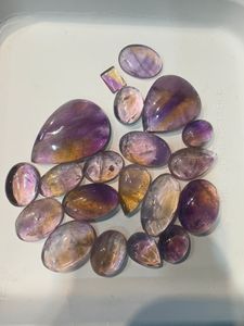 Cabochons amétrine bicolores certifiés IGI 9mm coupe ovale Quartz naturel opale cristal pierre précieuse couleur spectaculaire pierres précieuses en vrac - Product Image 2