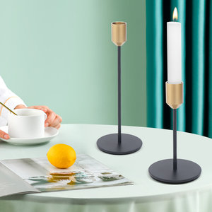 Exquisitos candelabros cónicos negros y dorados, candelabros decorativos largos para un toque moderno Vintage para su comedor con chimenea - Product Image 3