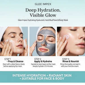 Glee Impex Masque à l'acide hyaluronique format voyage pour le visage et le corps Hydratation intense et rajeunissement de la peau - Product Image 3