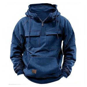 2024 New Solid Warm <b>Fleece</b> Sweatshirts for <b>Men</b> Half Zipper Hooded <b>Jackets</b> Multi-Pockets <b>Thick</b> Outdoor Polar for Winter Digital - Product Image 3