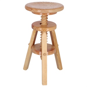 WELL HOME Tabouret de bar pivotant rond en bois avec finition vernie 29x29x64 cm - Product Image 4