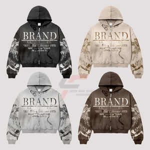 Sweat à capuche de haute qualité avec logo personnalisé Fabricant de sweats à capuche Sweatshirts à fermeture éclair intégrale Dtg Imprimé brodé Strass. - Product Image 6