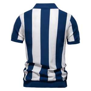 Nuevo verano hombres transpirable impreso sólido Jersey 100% algodón contraste Panel Casual manga corta para Polo camisa - Product Image 4