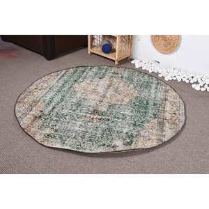 Alfombra de lana Beige verde Bohemia clásica 5,2X5,2 pies Diseño turco vintage Área grande Rectángulo Patchwork Pasillo Alfombra de habitación de látex - Product Image 3