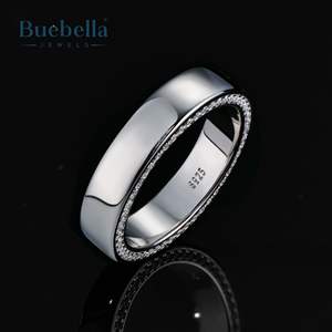 Venta caliente delicado 925 plata esterlina redondo Moissanite diamante eternidad banda anillo para hombres - Product Image 4