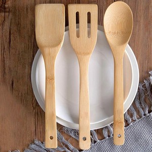 Utensilios de bambú hechos a mano, espátulas para freír, utensilios de cocina antiadherentes, juego de espátula de cocina natural - Product Image 1