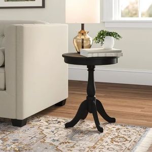 Elegant round wood <b>side</b> <b>table</b> with fluted base and smooth top designed for home or office interiors - Product Image 6