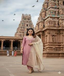 Conjunto Kurti de Algodón con Bordado de Lujo (Top y Pantalón) con Dupatta, Ropa Festiva, Precio al por Mayor, Secado Rápido, Prenda Étnica - Product Image 1