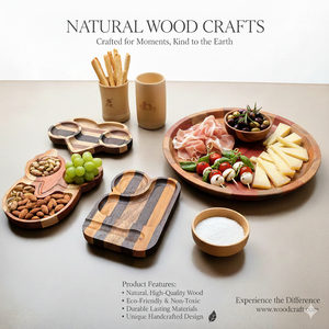 Bandeja de Madera para Servir FT01, Precio de Fábrica, Venta al por Mayor, Formas y Tamaños Personalizados, Plato de Madera Natural Hecho a Mano - Product Image 6