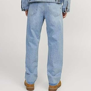 Jeans de Mezclilla Azul Claro de Pierna Recta, Cintura Alta, Corte Regular, Algodón Lavado, Estilo Casual para Hombre, Primavera 2026 - Product Image 4