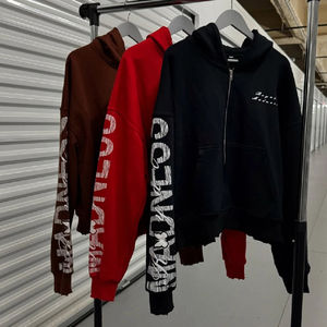 ชุดวอร์มสไตล์วินเทจสำหรับผู้ชายชุดวอร์มปักลายผ้าปะติด400GSM ซักแบบแห้งกรดออกแบบได้ตามต้องการ - Product Image 4