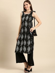 Mujeres Algodón Puro Motivos Étnicos Impreso Kurta Regular con Palazzos indio pakistaní kameez Salwar - Product Image 6