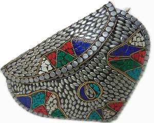 Envelope Box Black White Personalized Women Handbag Custom Color Mosaic Metal Clutch Tribal Boho Bag Ethnic - Product Image 1